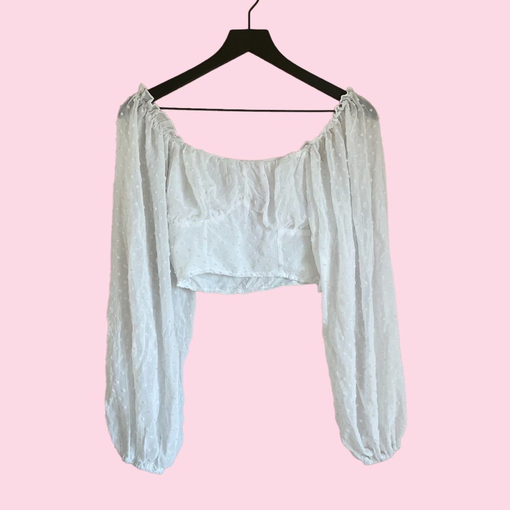 White Cropped Sheer Top